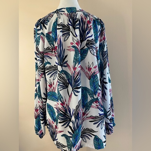 Draper and Damon’s Hawaiian Print Blouse Pink Green Palm Print Golden Girls NEW - Picture 5 of 11